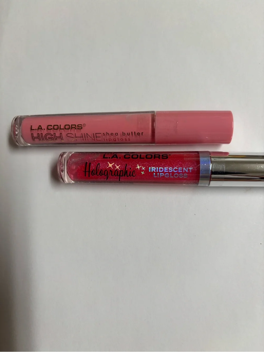 L.A. Colors Pink High Shine & Red Holographic Iridescent Lip Gloss Duo